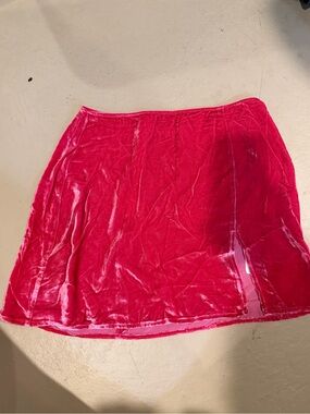 Reformation Velvet Mini Skirt - Bright Pink